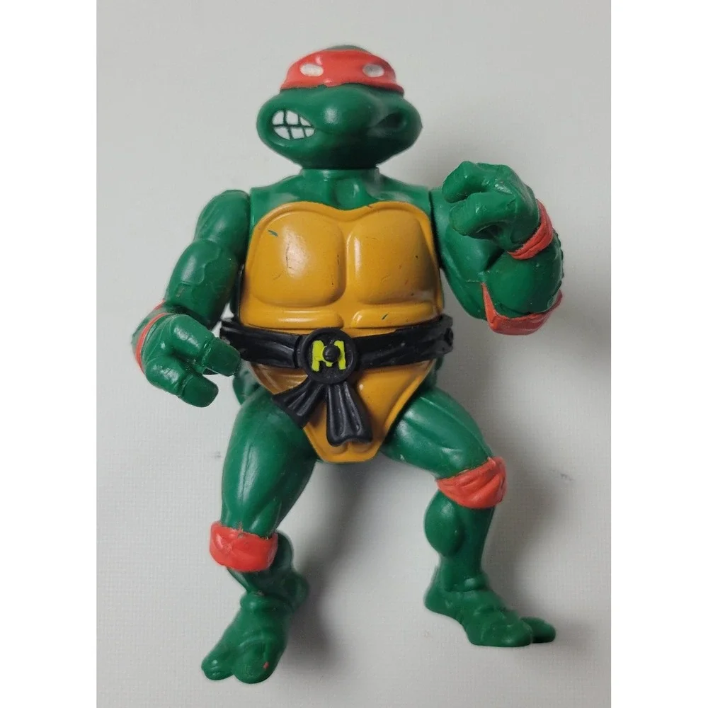 Vintage 1988 Playmates TMNT Michelangelo Action Figure Orange Mask Belt